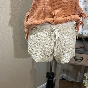 By Together Cream Crochet Knit Shorts TRN22